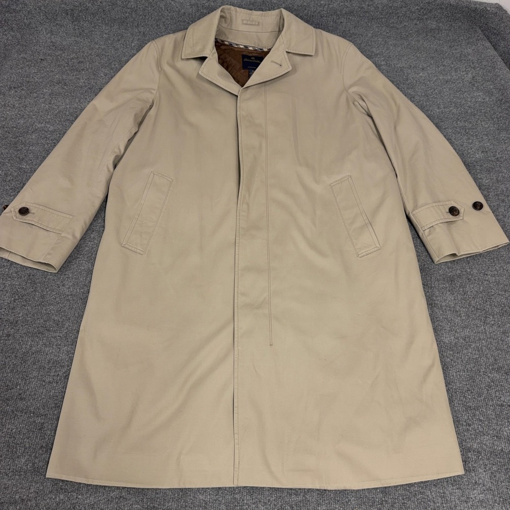 Brooks Brothers Trench Top Coat 44L Khaki Cashmere Wool Removable Liner Raincoat